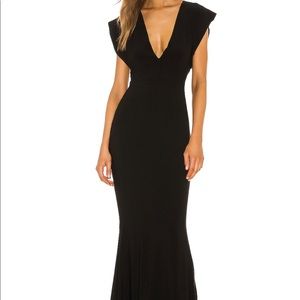Norma Kamali V Neck Rectangle Gown in Black